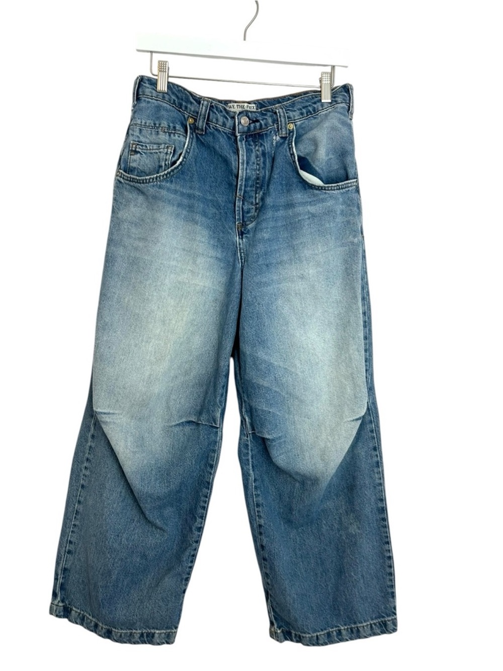 Free People We The Free Twin Flame Cropped Wide-Leg Barrel Jeans Size 25